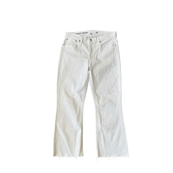 J. Crew 9" demi-boot crop jean in white wash raw hem size 31 - Picture 4 of 13